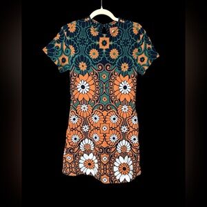 Anthropologie Maeve Teal and Orange Floral Dress (NWT) XXS